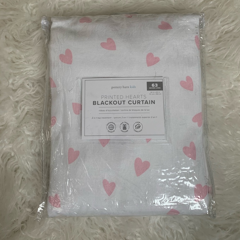Pottery Barn Printed Heart Blackout Curtain Panel